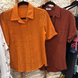 orange Women’s Button Up Shirts (left in photo)